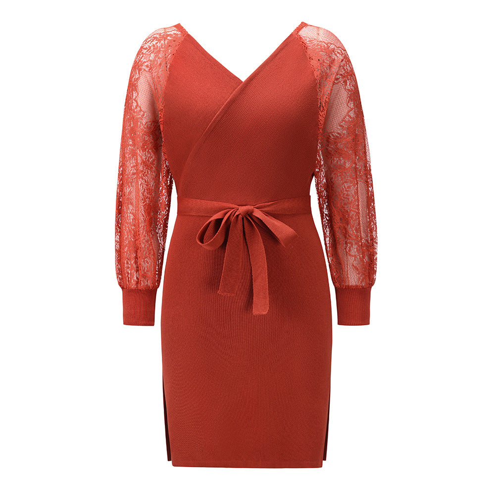 Spring Lace Slim Fit Knit Dress