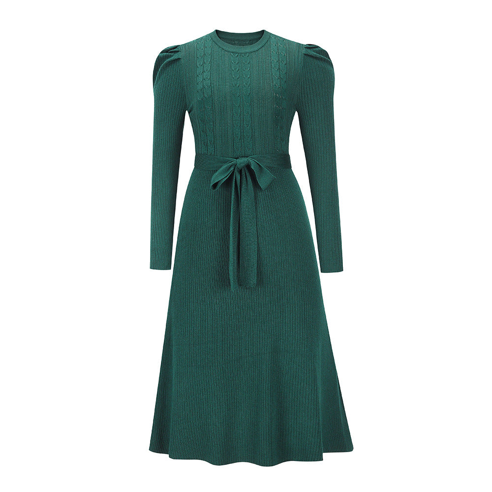 Solid Color Autumn Long Sleeve Knit Dress