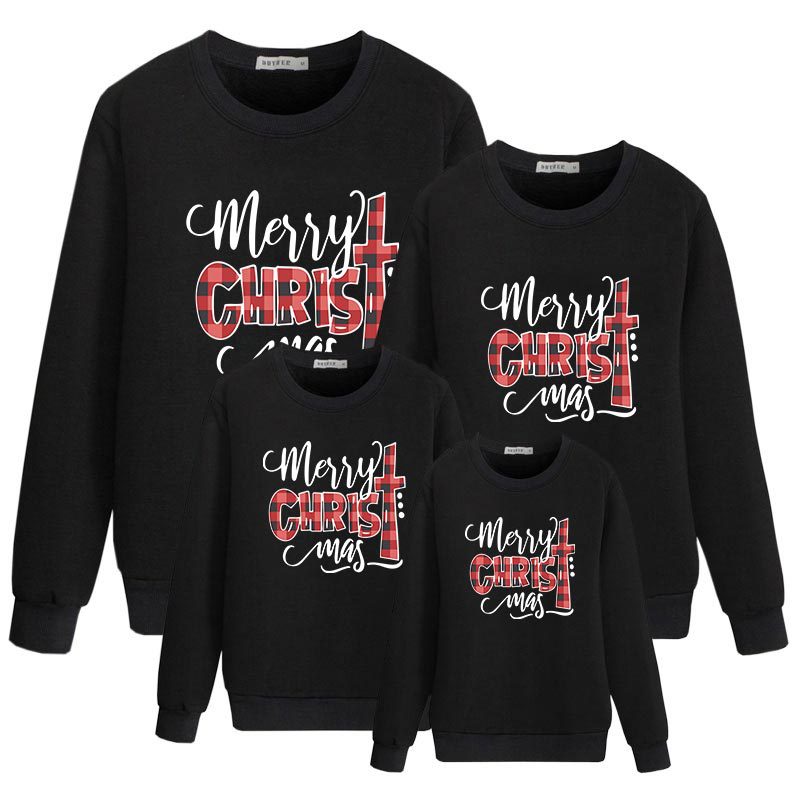 Parent-child Merry Christmas Check Letter Sweatshirt