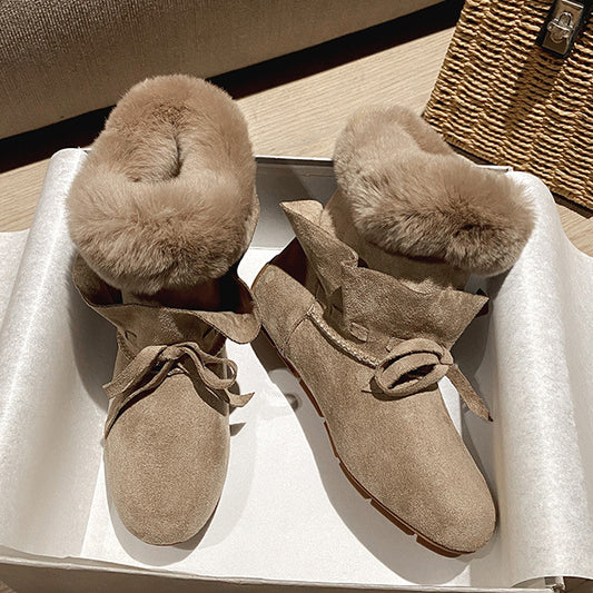 2022 New Leather Plush Winter Boots For Women