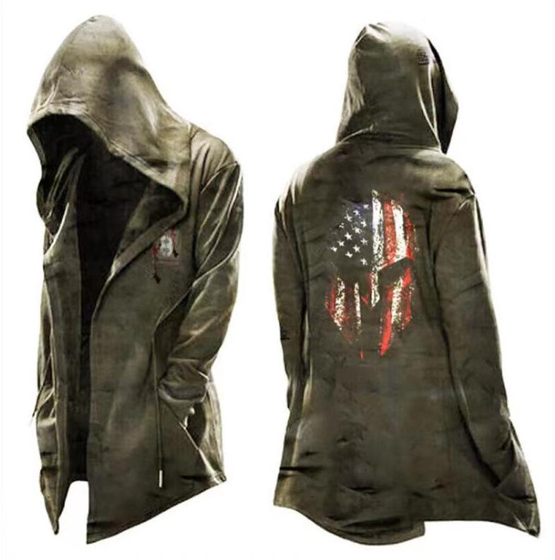 Men's Long Hooded Cardigan Jacket