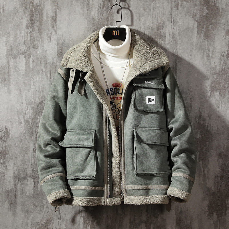 Men's Leather Plush Lined Winter Jacket