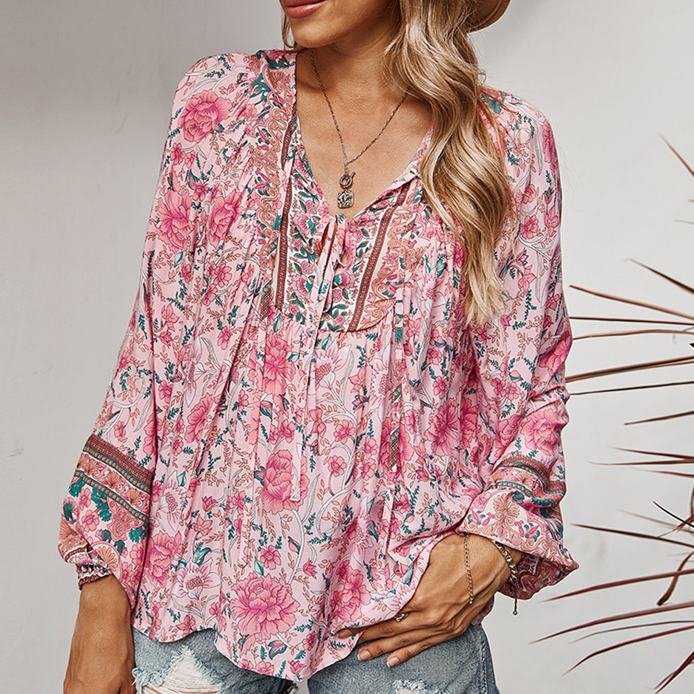 Women's Family Style Print Loose Blouses