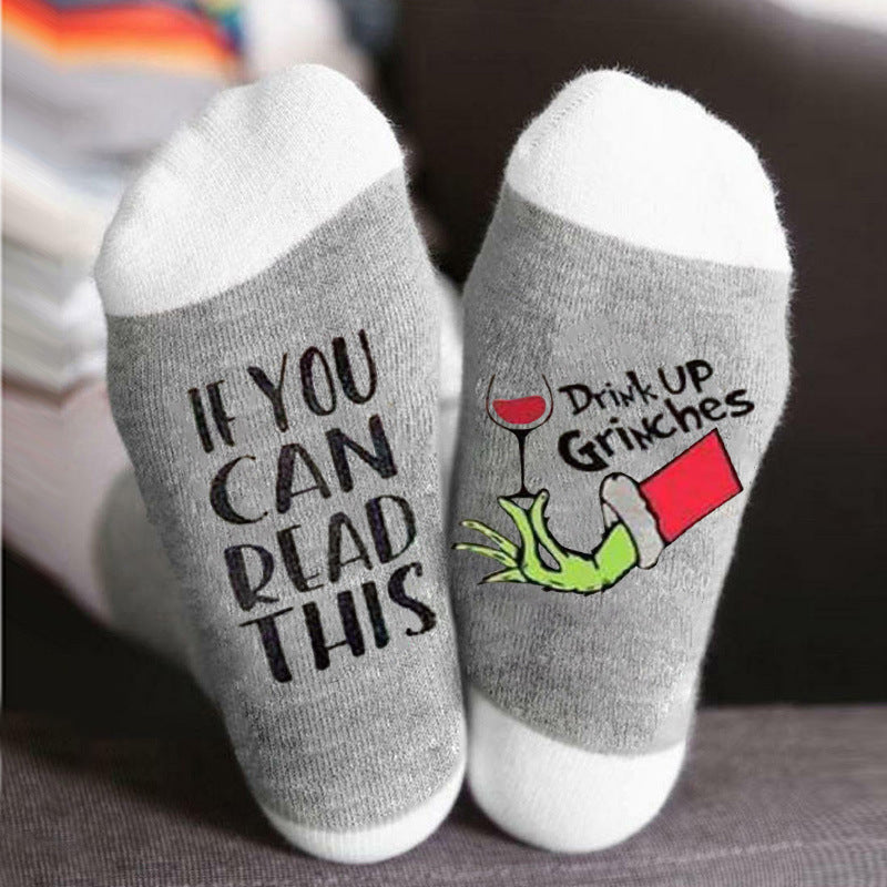 Funny Christmas Letters Printed Socks