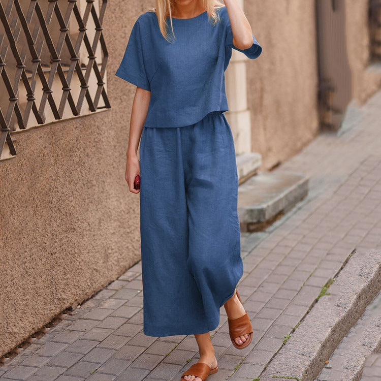 Women's Short Sleeve Pants Casual Suit