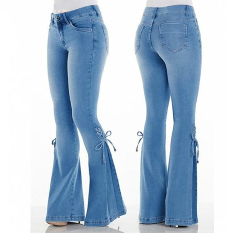 Women's Retro Western Denim Flared Pants