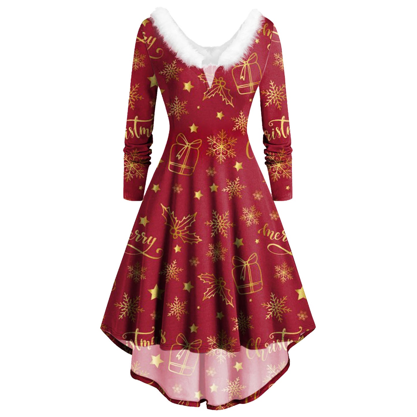 Christmas V-neck Irregular Dress