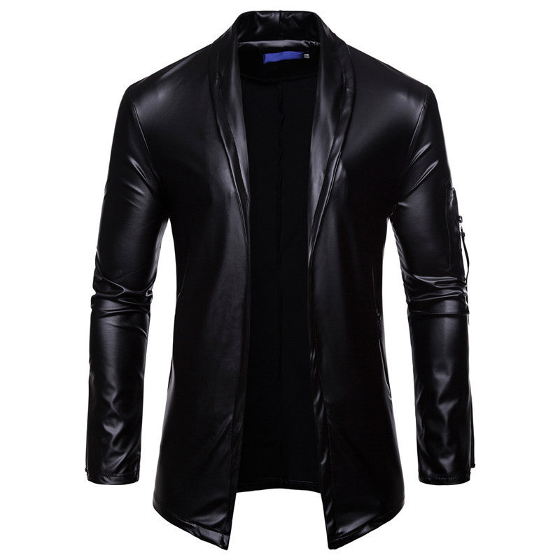Men's PU Leather Zipper Motorcycle Leather Jacket
