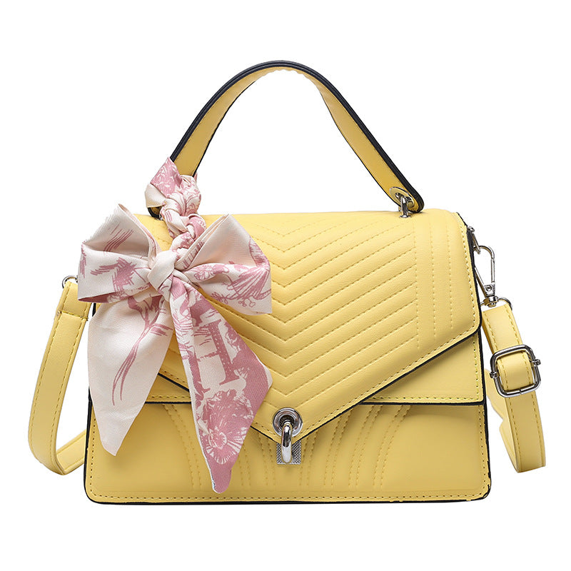 Women's Small Square Bag Bow Silk Scarf Bag