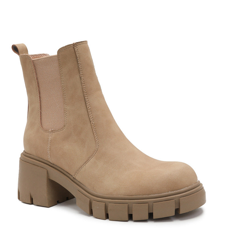 Women's Leather Casual Mid Boots