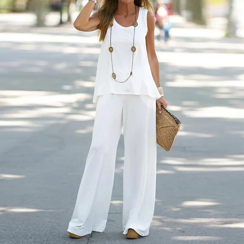 Women's Printed Vest Pants Two Piece Suit