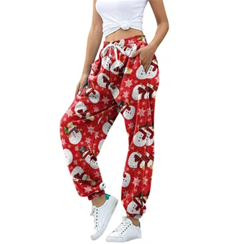 Christmas Theme Printed Sweatpants Casual Pants