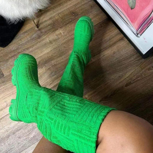 Women's Modern Fashion Knitted Medium Tall Boots