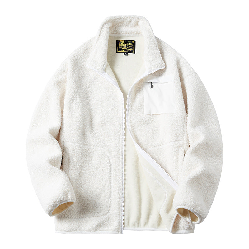 Men's Plush Zip Lapel Jacket