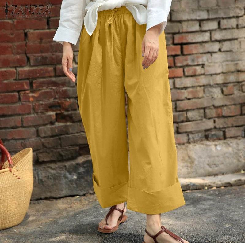 Women's High Waist Loose Casual Lace-up Wide Leg Pants