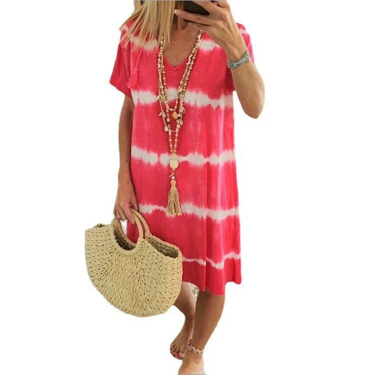 Women's Tie Dye Short Sleeve Dresses