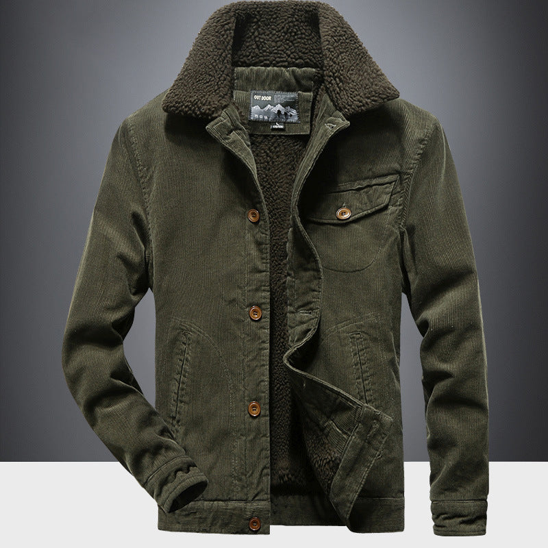 Men's Fleece Lapel Plush Casual Jacket