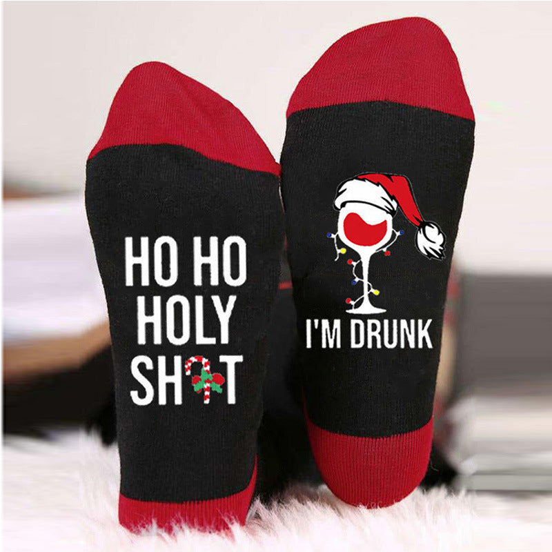 Christmas Socks Letter Print Socks