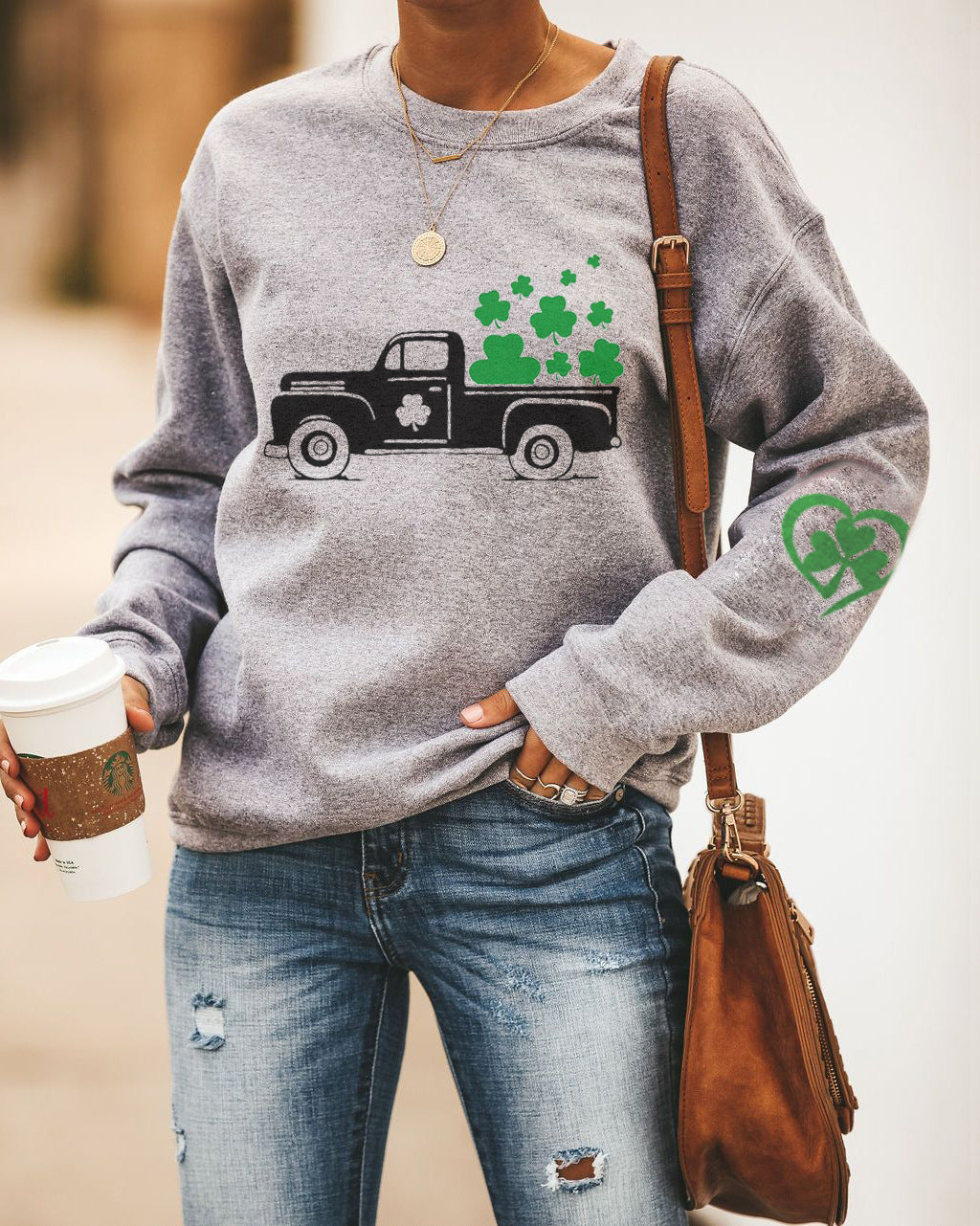 Women's Lucky Clover Print Sweatshirt