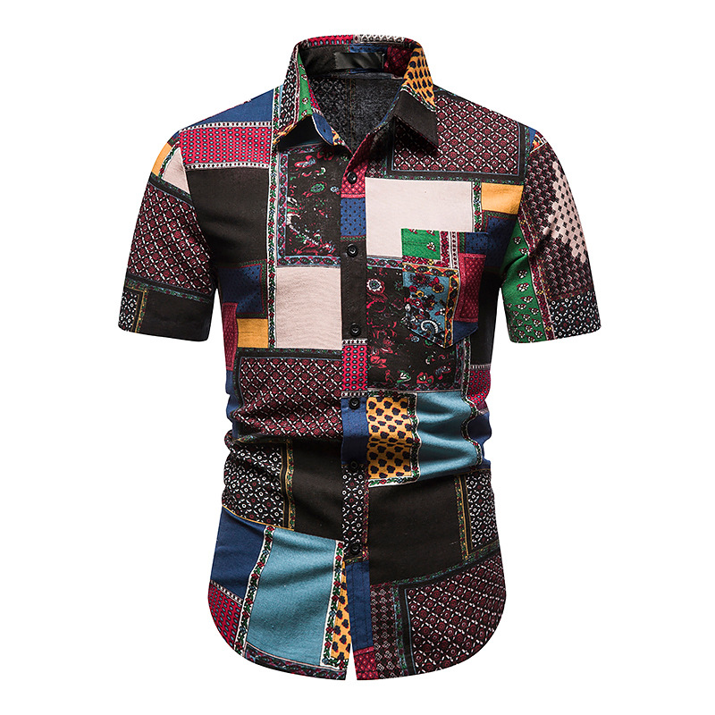 Men's Casual Lapel Beach Short Sleeve Shirt