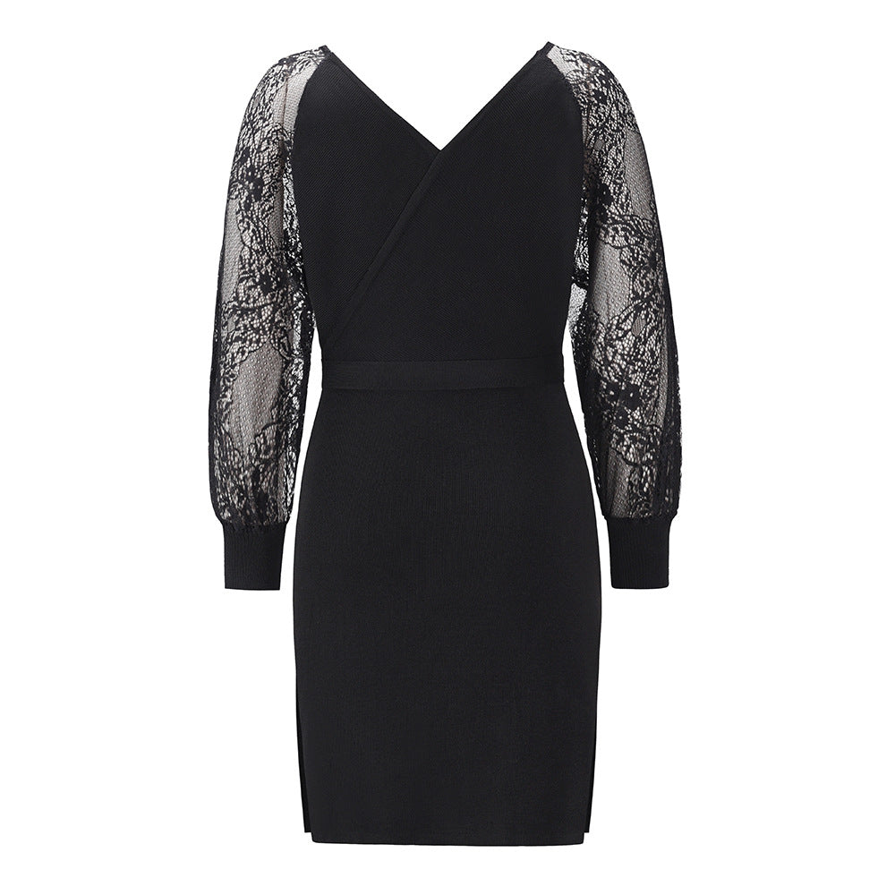 Spring Lace Slim Fit Knit Dress
