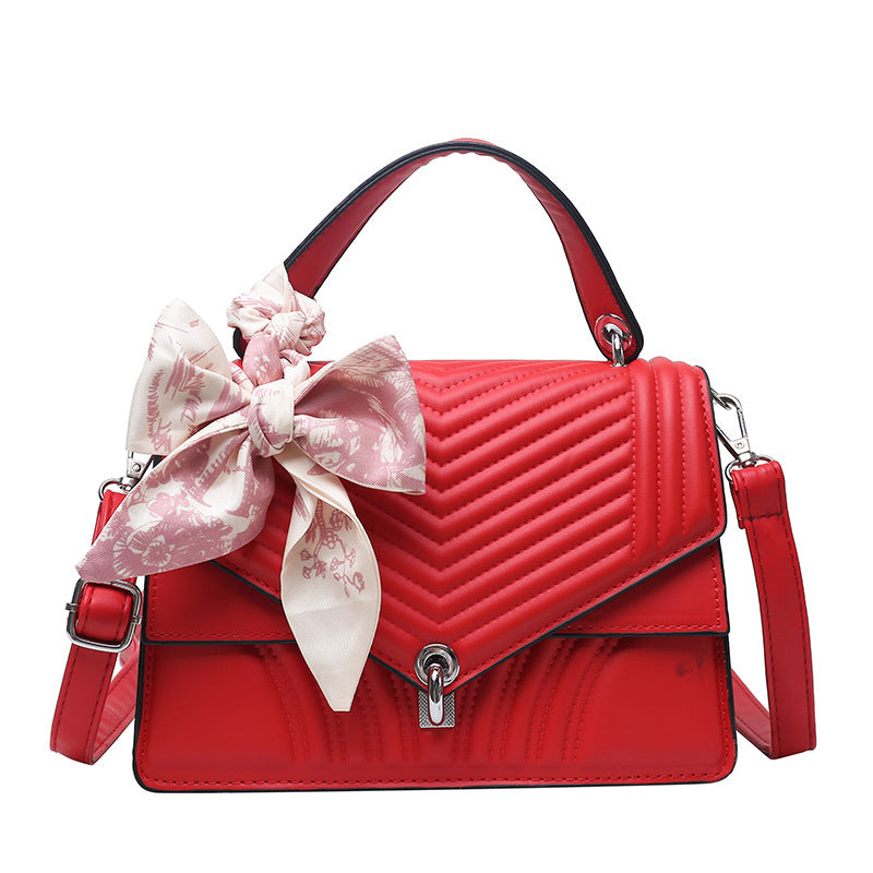 Women's Small Square Bag Bow Silk Scarf Bag