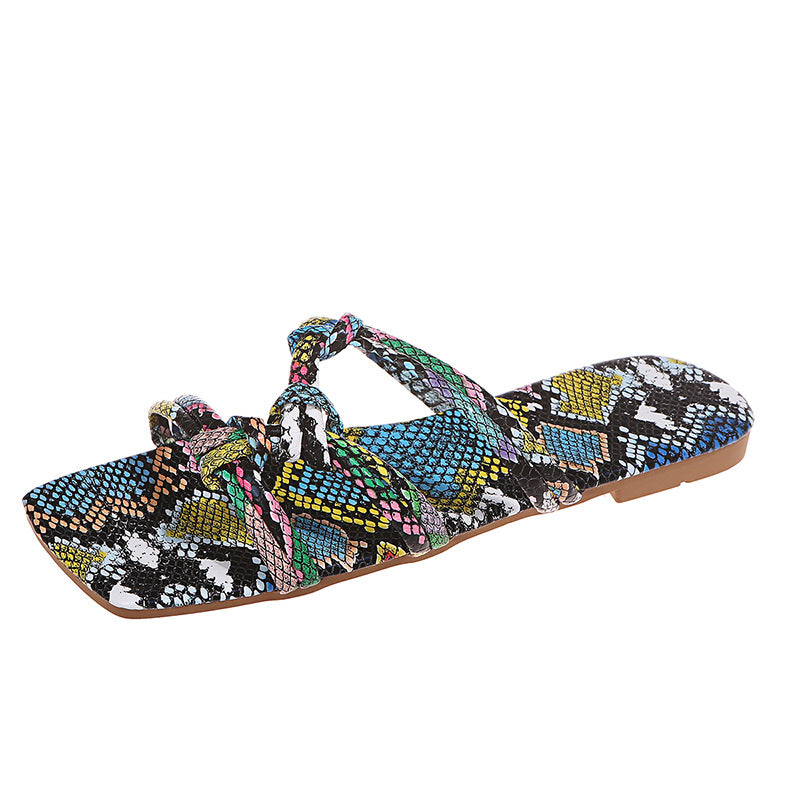 Summer Flat Leather Slippers For Women