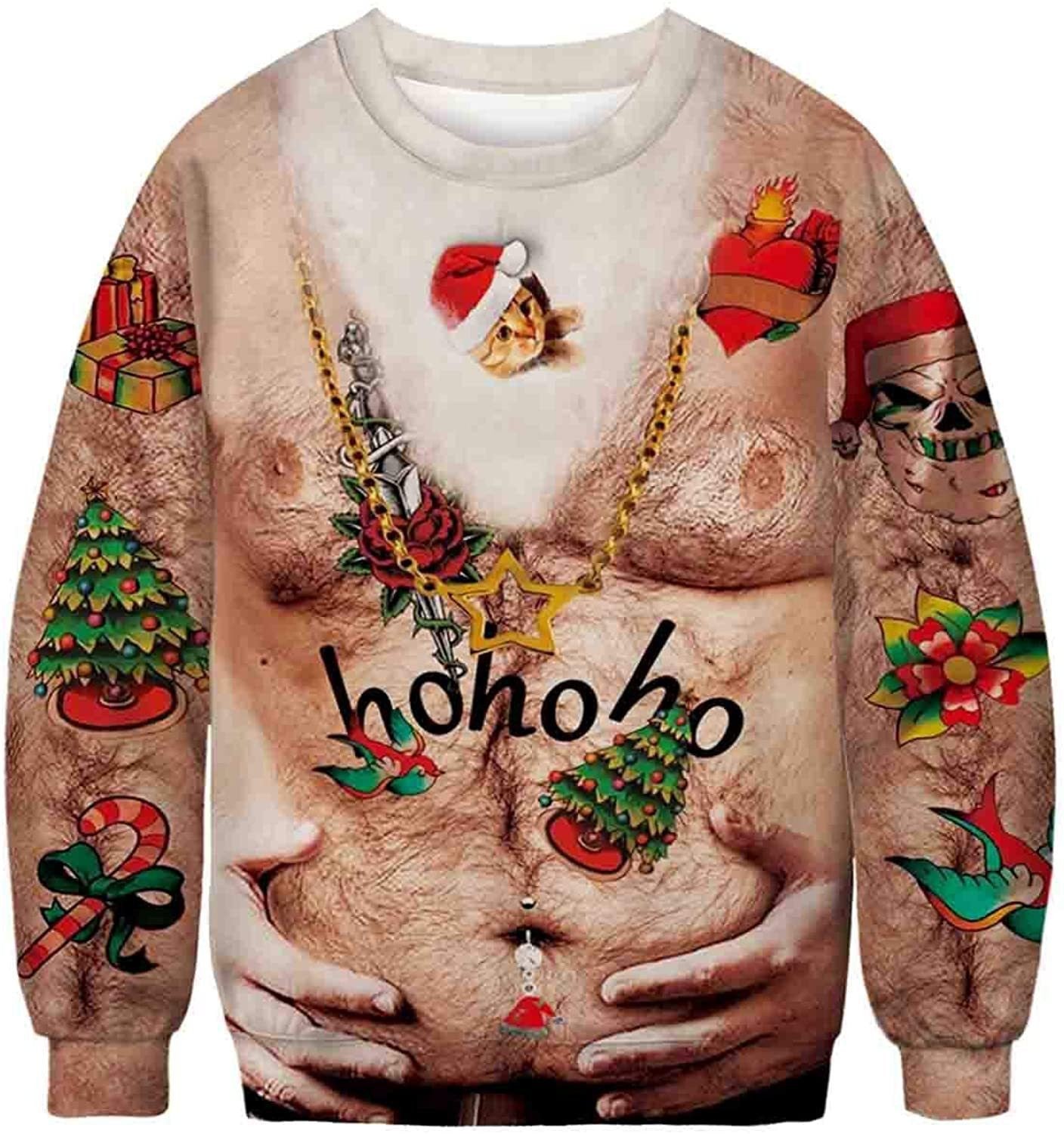 Christmas 3D Shirt Chest Hair Funny Pattern Sweater