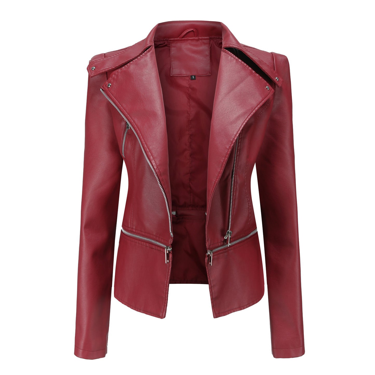 Woman Zipper Detachable Leather Jacket