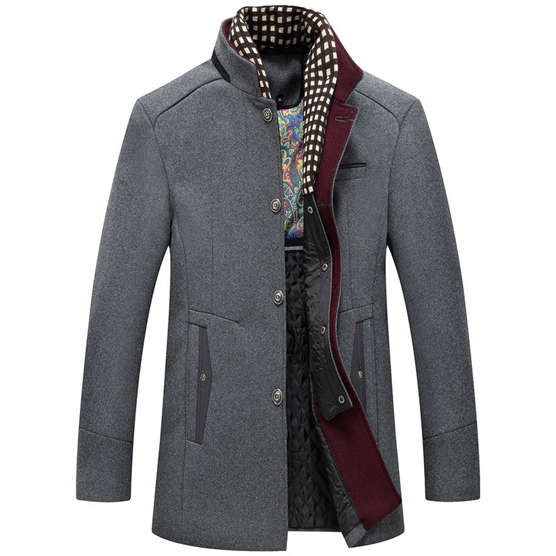 Men's Wool Stand Collar Slim Fit Jacket
