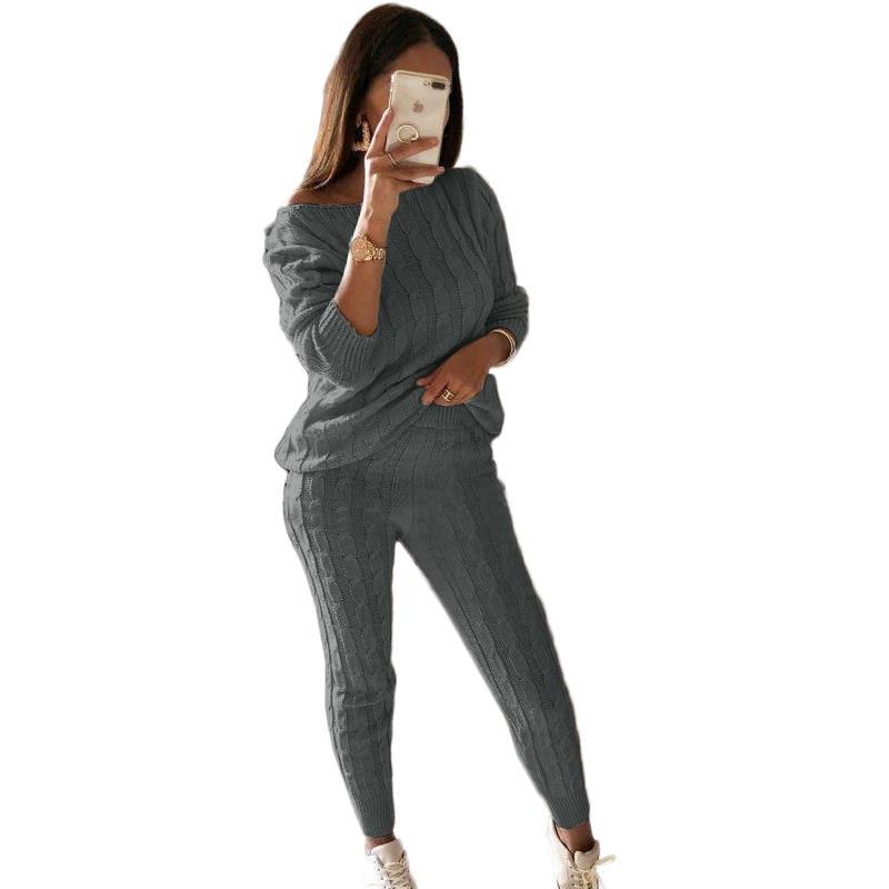 Women's Autumn Knitted 2 Piece Suit