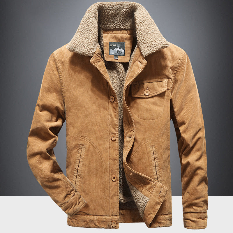 Men's Fleece Lapel Plush Casual Jacket