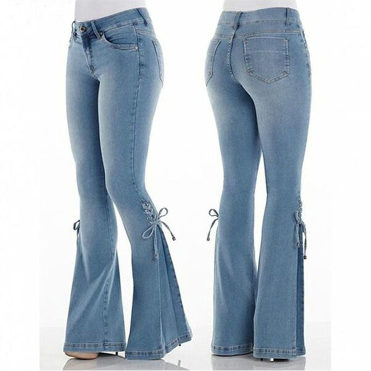Women's Retro Western Denim Flared Pants