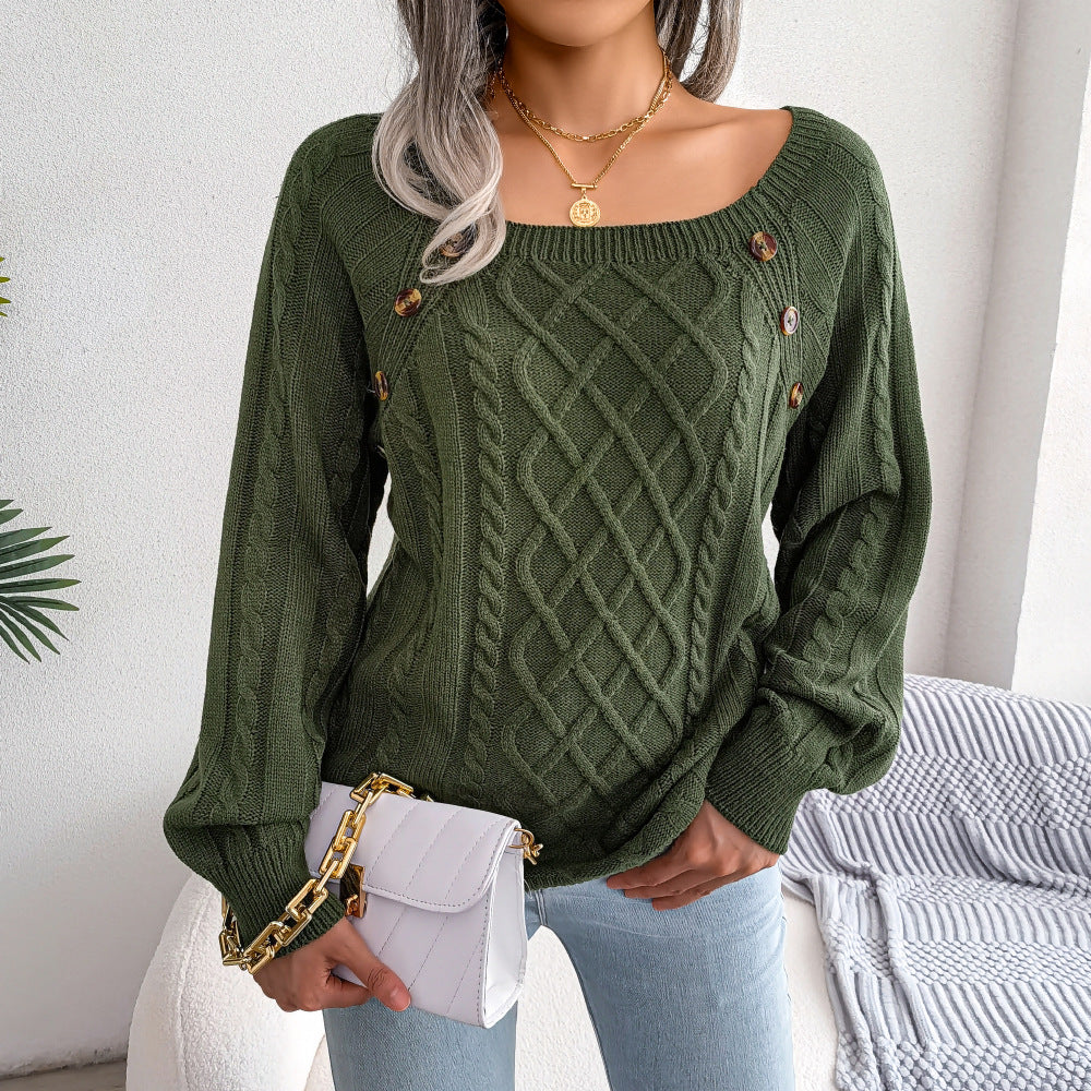 Button Twist Sweater For Women