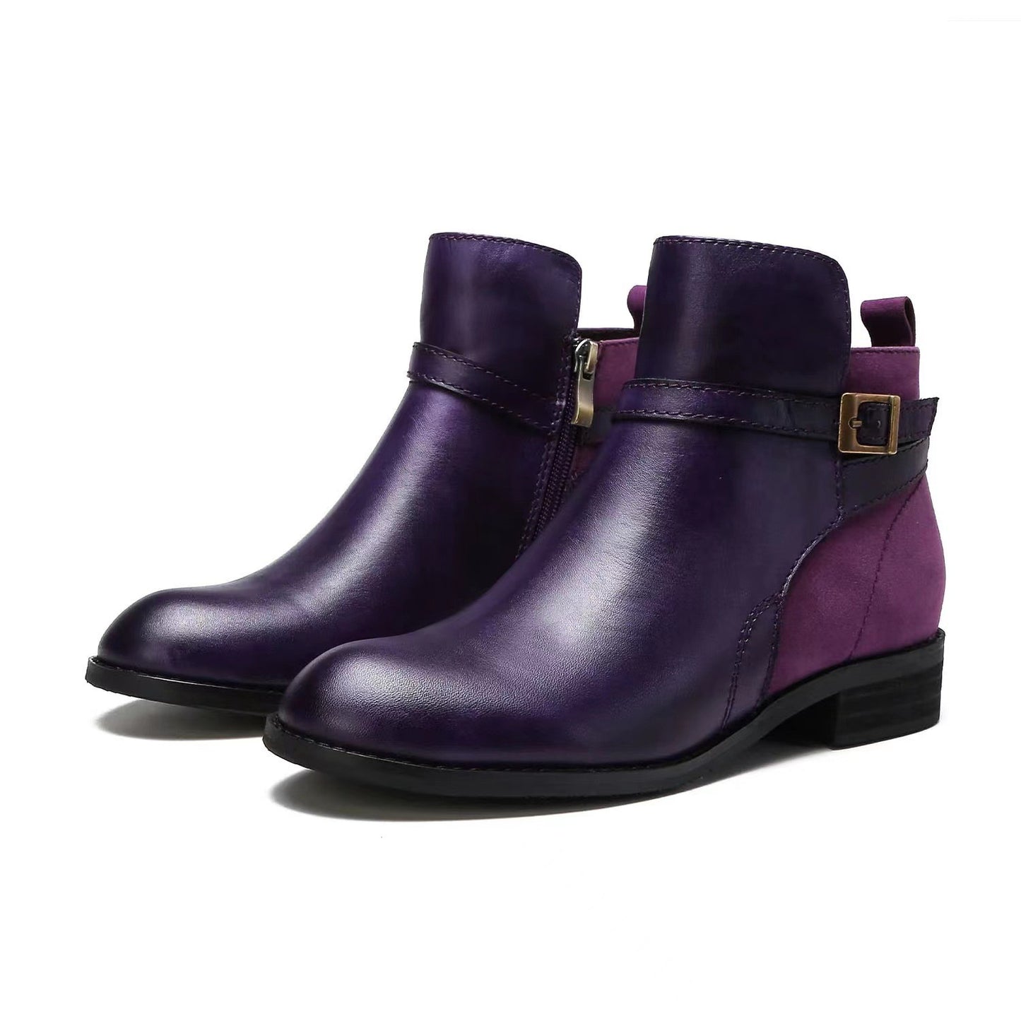 Leather Casual Flat Boots For Women