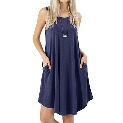 Women's Vest Solid Color Pocket Casual Dress