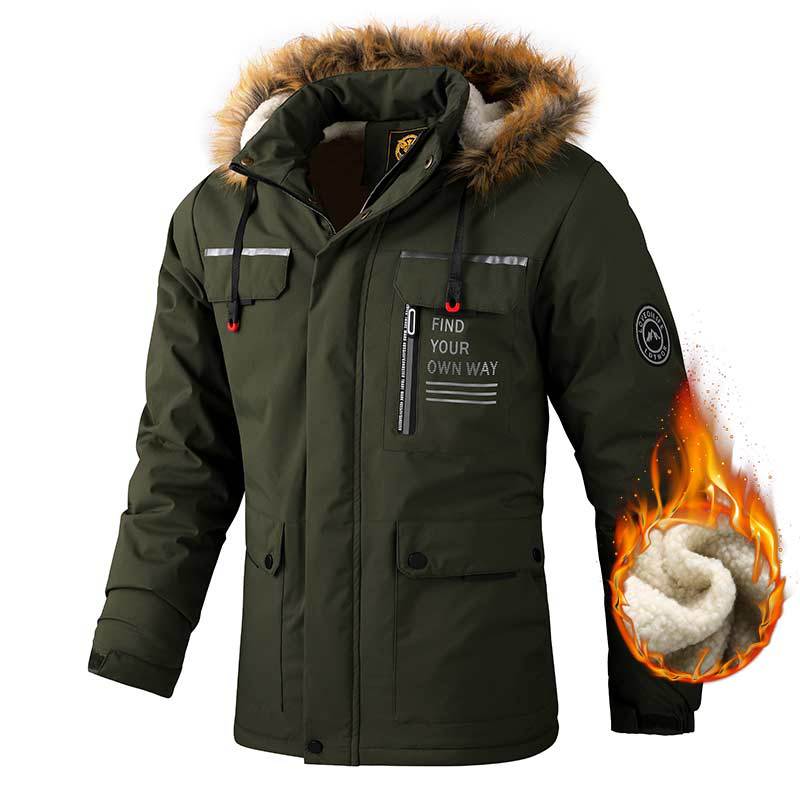 Men's Fleece Outdoor Bomber Hooded Jacket