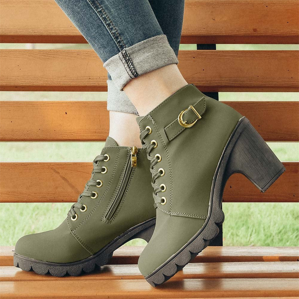 High Heel Lace Up Booties For Women