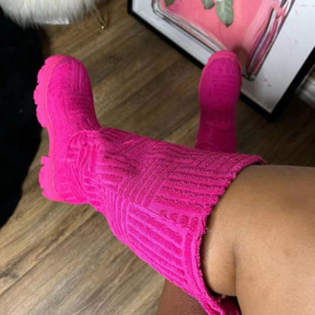 Women's Modern Fashion Knitted Medium Tall Boots