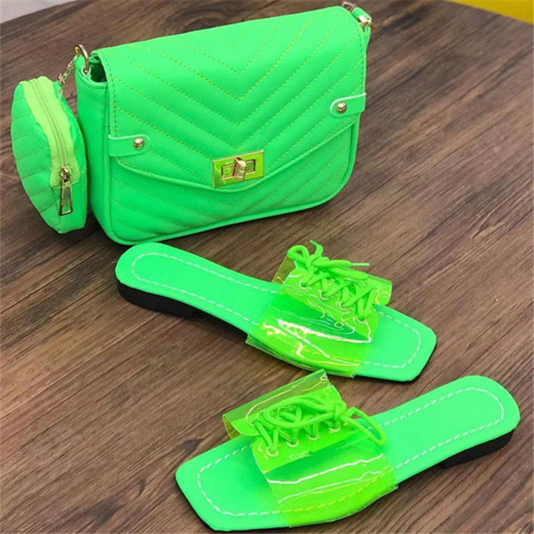 Women's Fluorescent Color Fashion Flat Outdoor Slippers