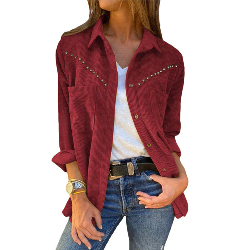 Corduroy Women's Solid Color Shirt