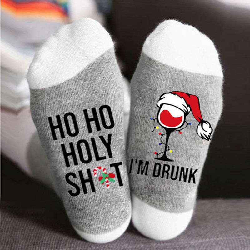 Christmas Socks Letter Print Socks