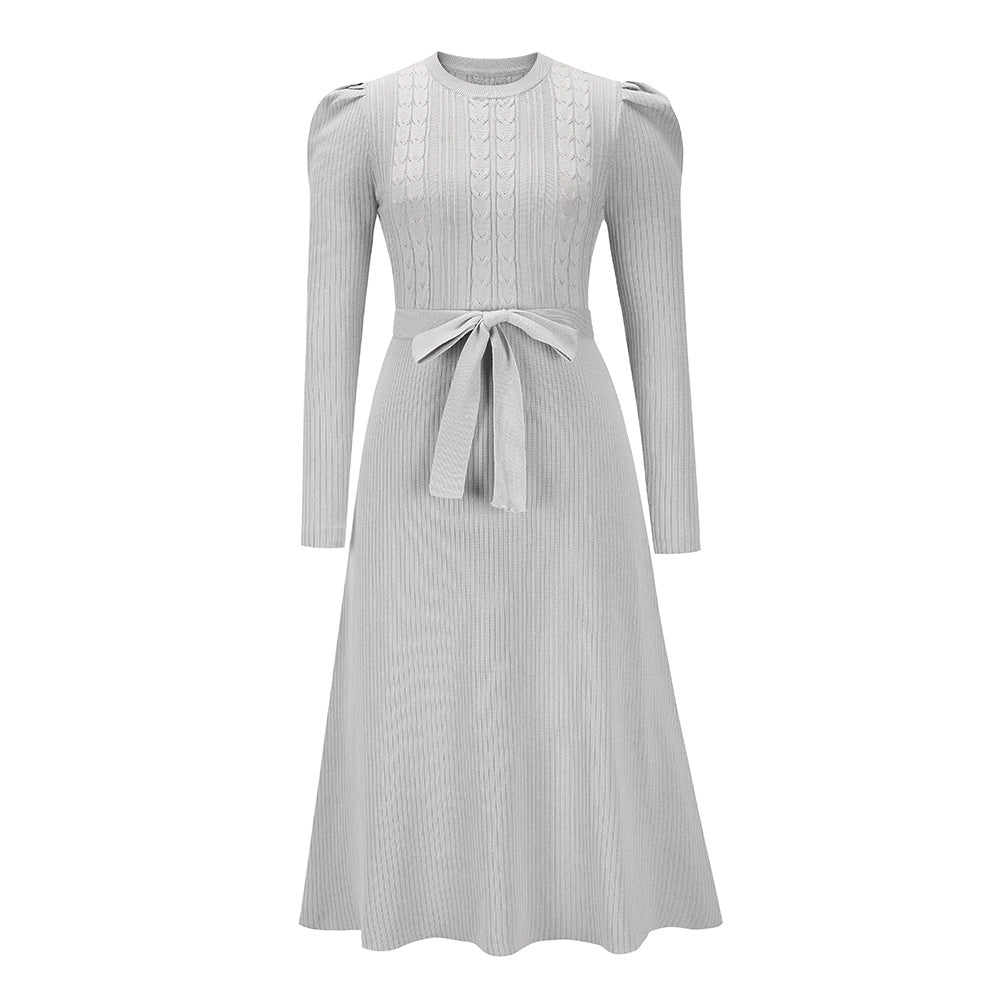 Solid Color Autumn Long Sleeve Knit Dress