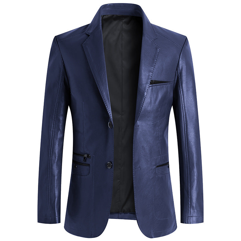 Men's Leather Formal Cardigan Jacket