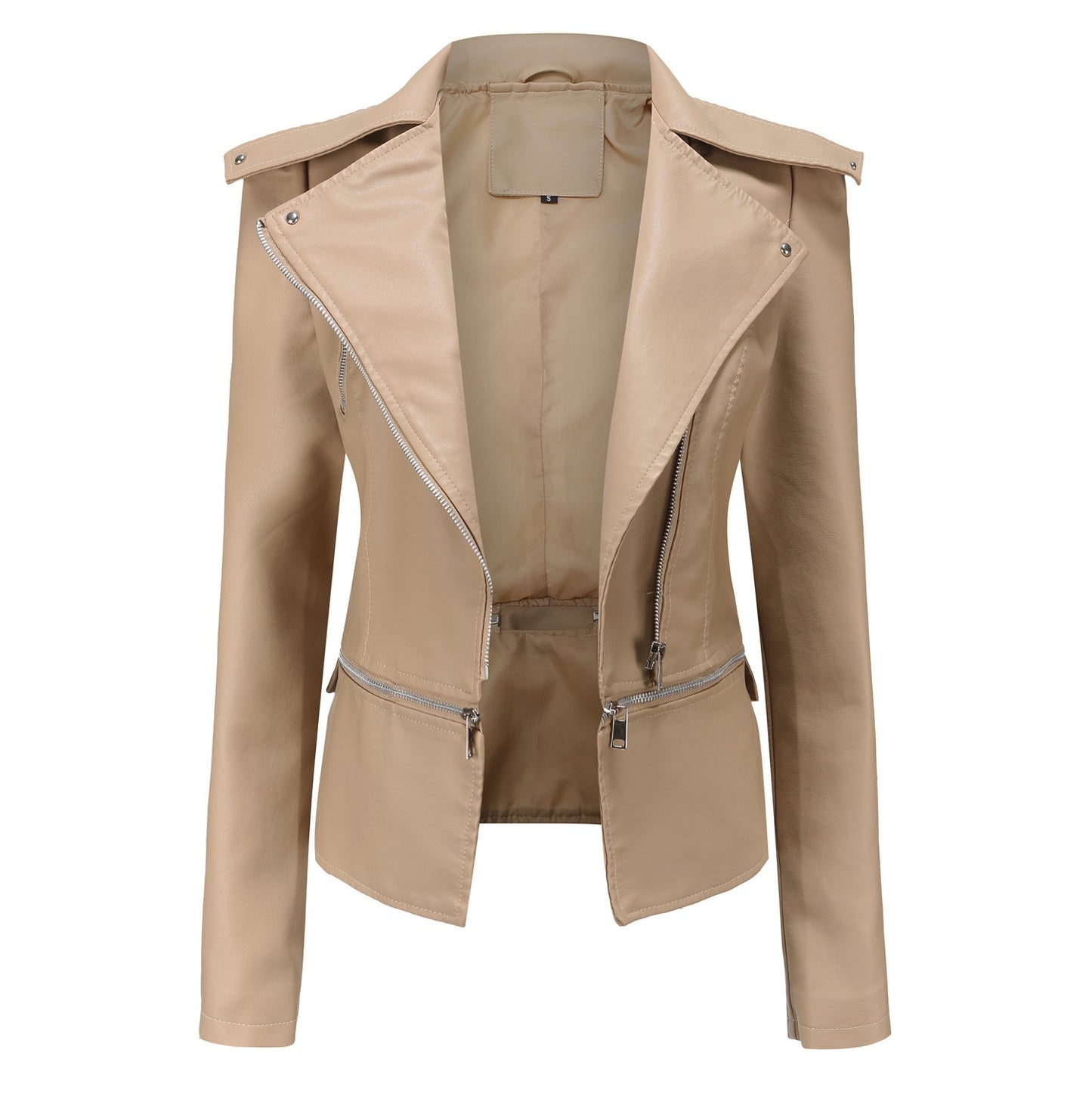 Woman Zipper Detachable Leather Jacket