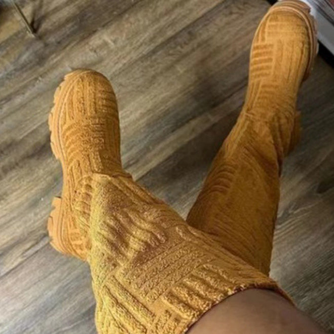 Women's Modern Fashion Knitted Medium Tall Boots
