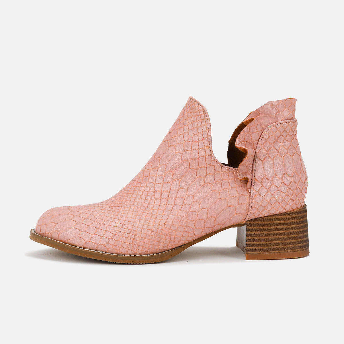 Women's Leather Chunky Heel Boots