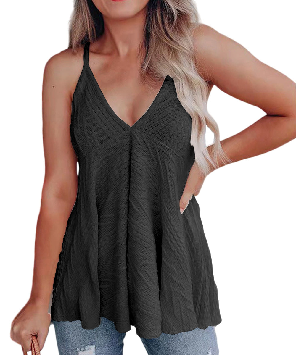 Women's V-Neck Casual Sling Wool Knit Tank