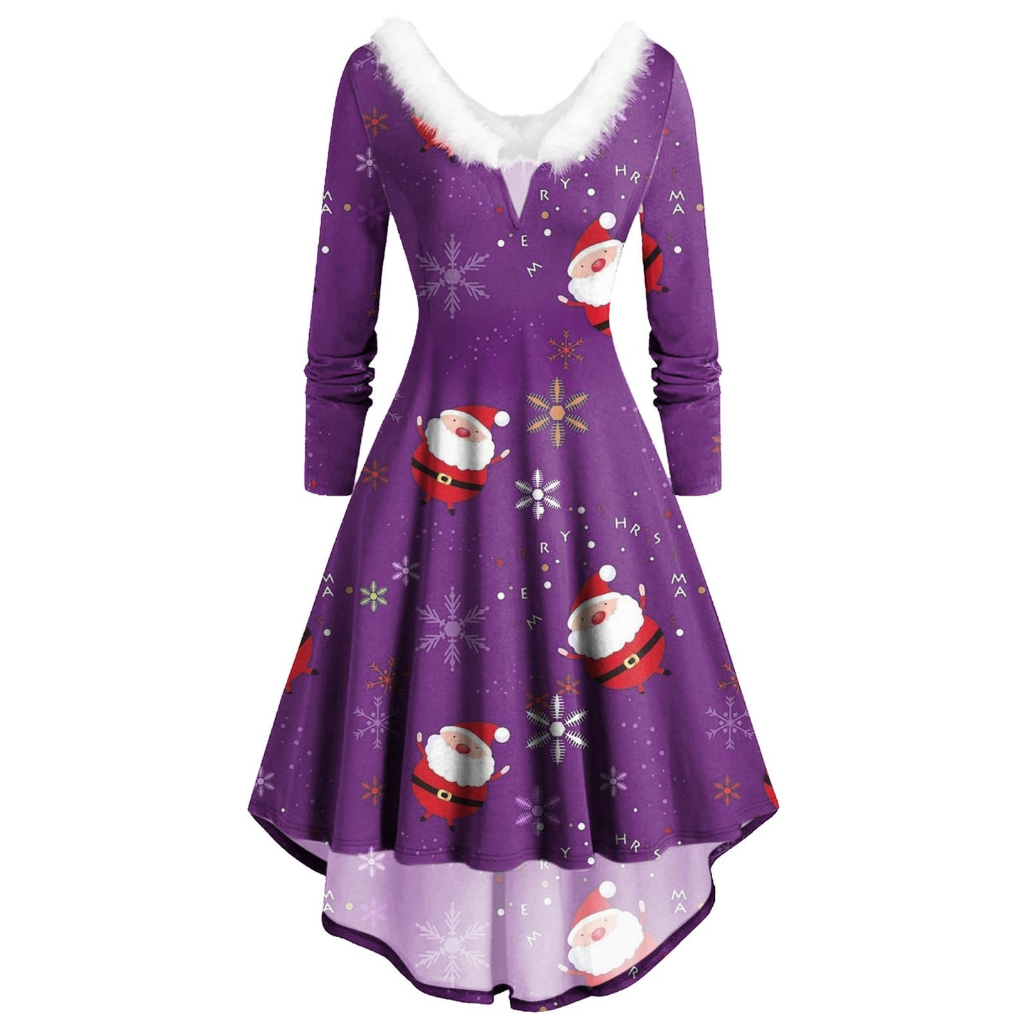 Christmas V-neck Irregular Dress