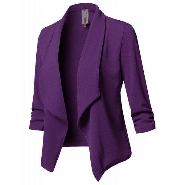 Plus Size Women's Slim Long-sleeved Pleated Blazer